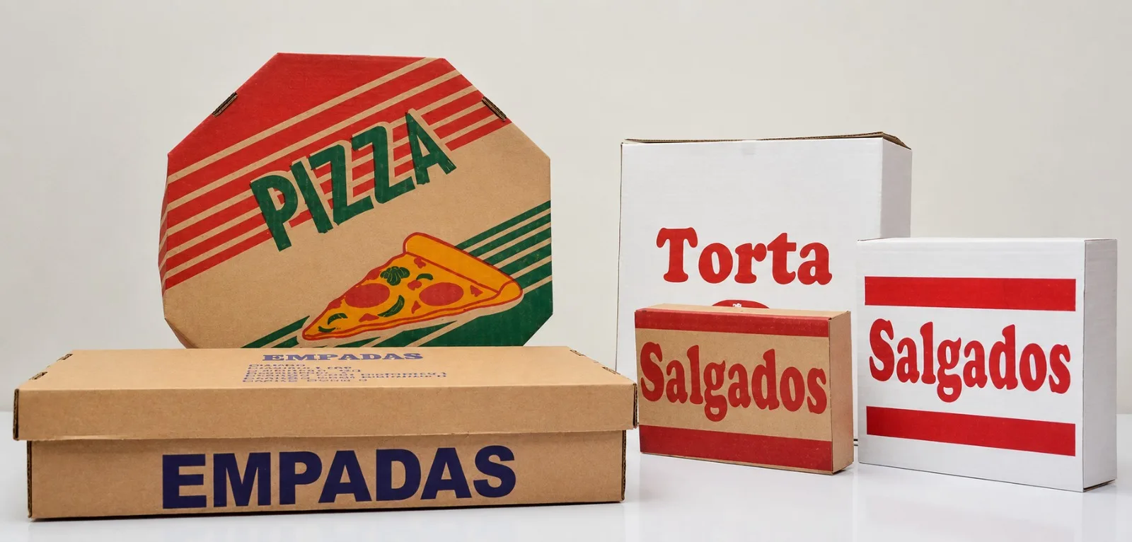 Caixas personalizadas impressas para pizza, torta, salgados e empadas